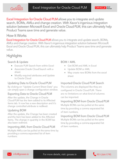 Cloud PLM Excel Integration